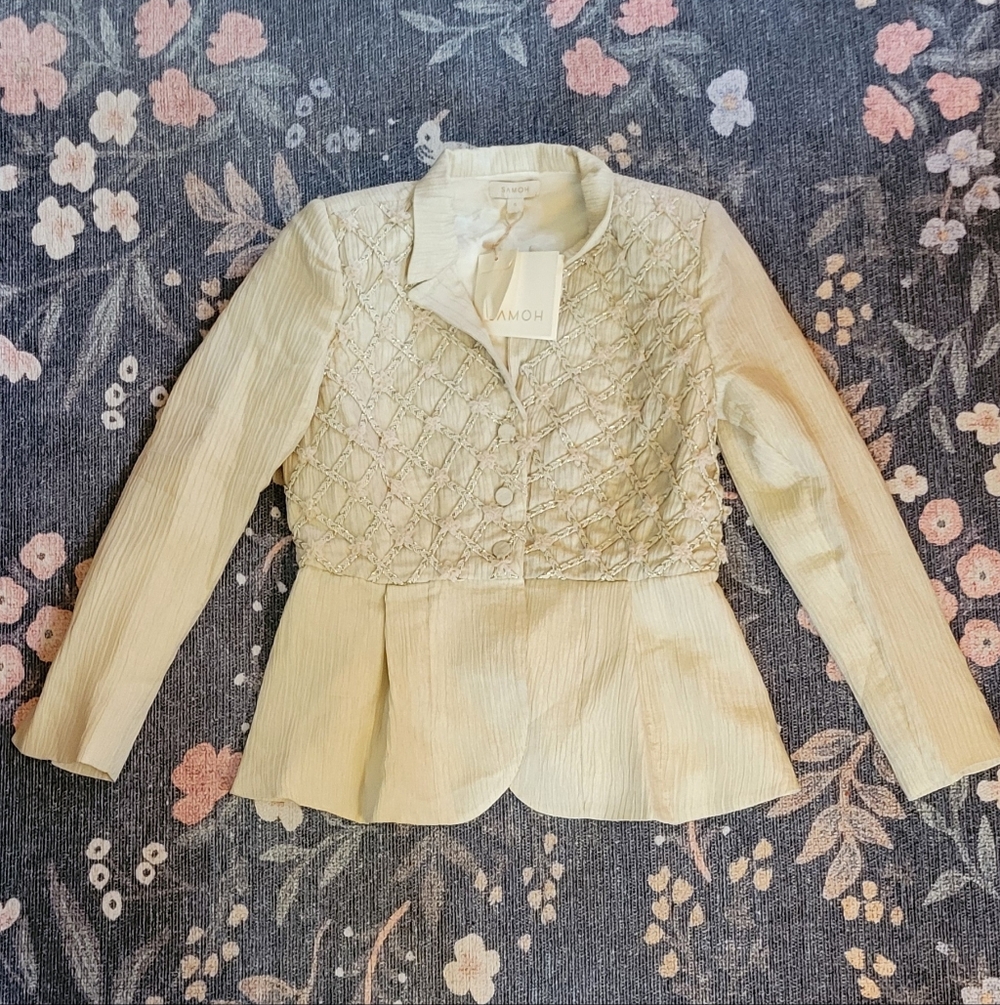 NWT Samoh White Embroidered Blazer